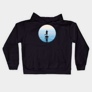 Dawn's First Light: Paddleboarder's Silhouette Kids Hoodie